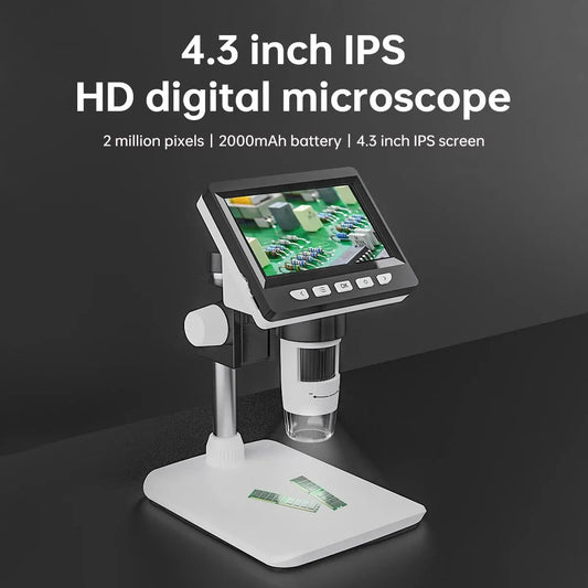 Digital Microscope: 4.3" Display, 1080P, 50-1000X Magnification - Versatile Tool for Precision Work or Just for Fun
